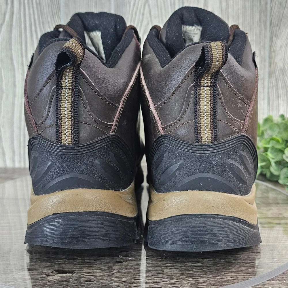 Lands'‎ End Men's 8.5 Waterproof Leather Hiking Boots Brown Outdoor Trail Grunge